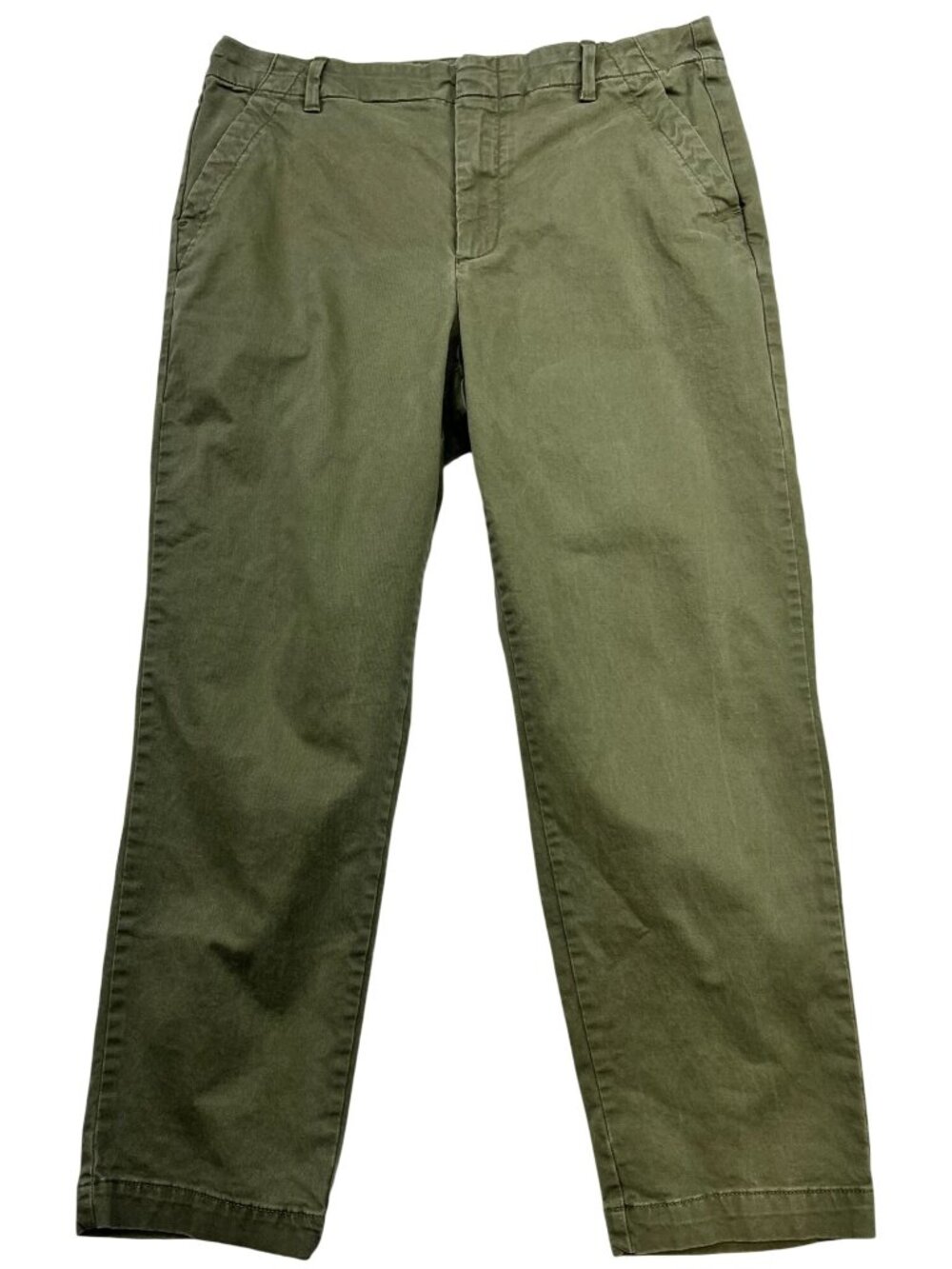 Banana Republic Womens Slim-Fit Authentic Chino Pants Flat Front 10P Olive Green